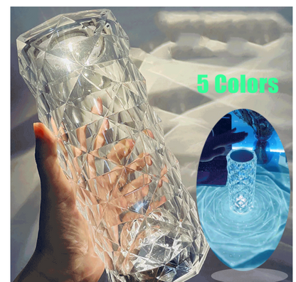 Lampe en cristal nordique USB Lampe de table Chambre tactile variateur Lampe d'ambiance diamant Lampe de projecteur rose Décoration