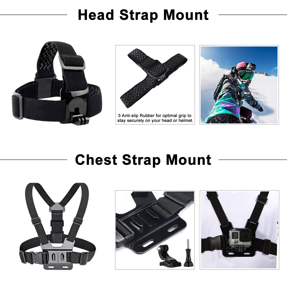 Accessoires pour caméra de sport : ensemble de neuf pièces