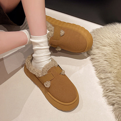 Nouvelles Chaussures d'Hiver de Luxe pour Femmes, Peluche Mode Rétro, Chaussures Plates en Coton, Pantoufles à Semelle Plate pour Femmes, Bottes à Plateforme pour Femmes