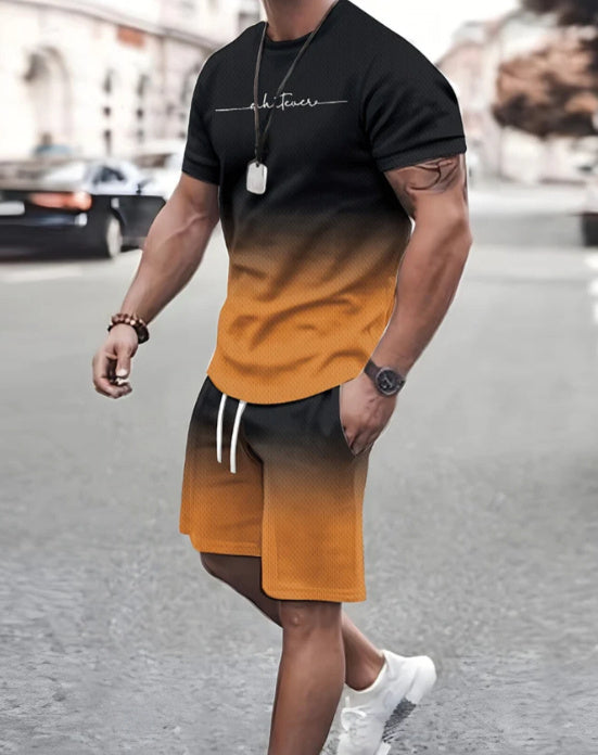 Traje deportivo informal de verano de manga corta con estampado digital 3D