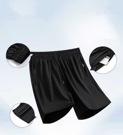 Ice Silk Shorts Men's Thin Loose Oversized Track Pants