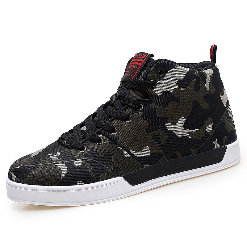 Zapatillas altas de camuflaje de lona para hombre, estilo coreano, a la moda, talla grande