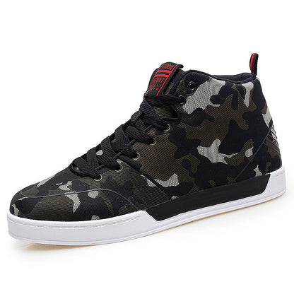 Zapatillas altas de camuflaje de lona para hombre, estilo coreano, a la moda, talla grande