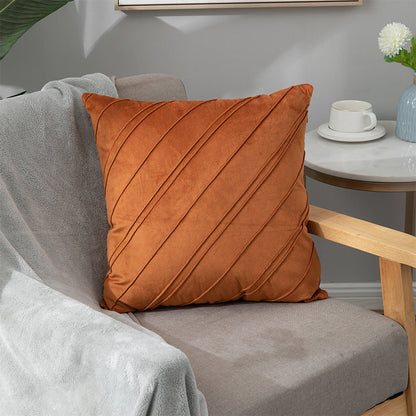 Taie d'oreiller en velours de couleur unie à carreaux, pour canapé, chevet, coussin en peluche courte