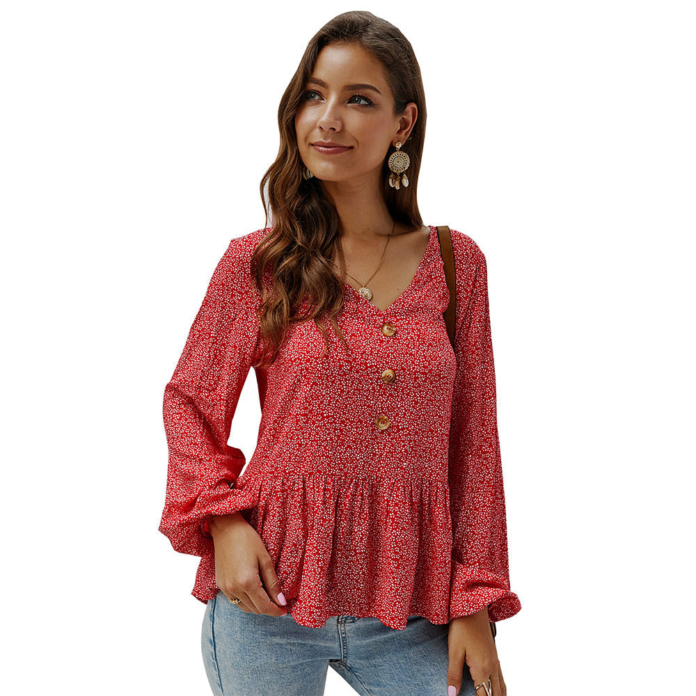 Nuevo producto: blusa floral de manga larga y cuello en V