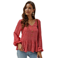 Nuevo producto: blusa floral de manga larga y cuello en V
