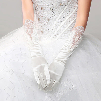 Gants d'étiquette laminés mi-longs à manchette pour mariage