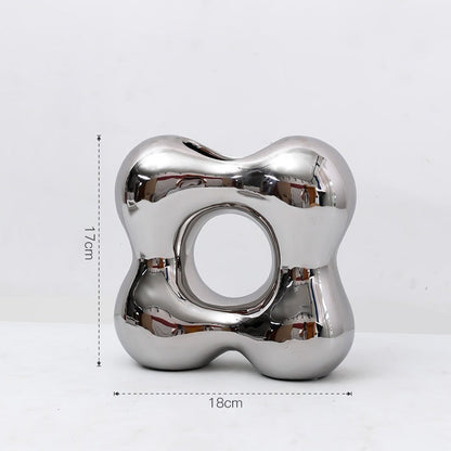 Modern Light Luxury Irregular Silver Plated Ceramic Vase