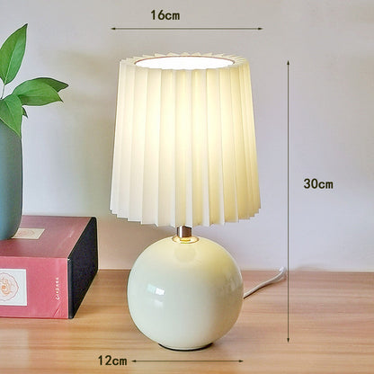 Ceramic White Pleated Milkshake Small Table Lamp