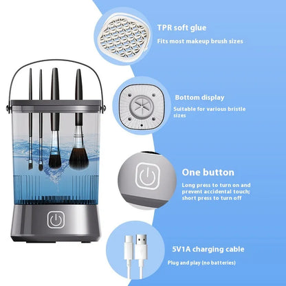 Electric Makeup Brush Cleaner – One-Wash Multi-Brush Cleanser & Dryer for Fast, Effortless Cleaning