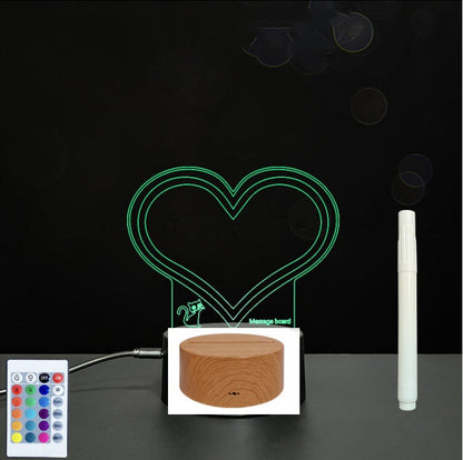 Tableau de messages manuscrits en acrylique 3D avec lumière LED