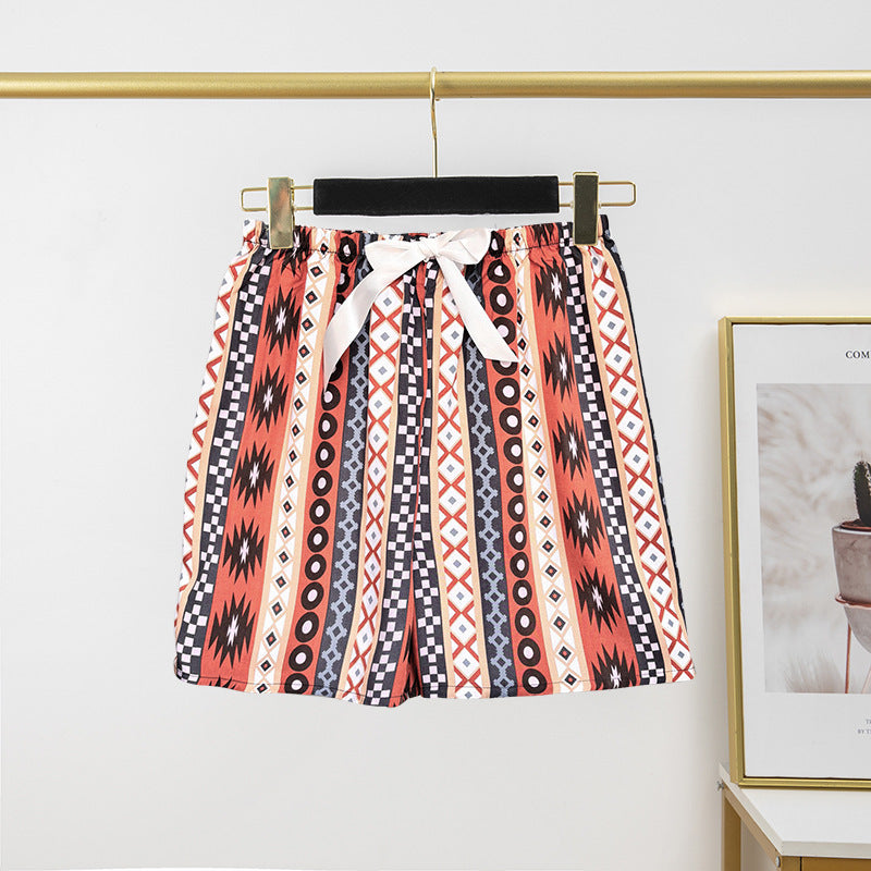 Pantalon de pyjama en soie de coton pour femme, short d'été fin et décontracté