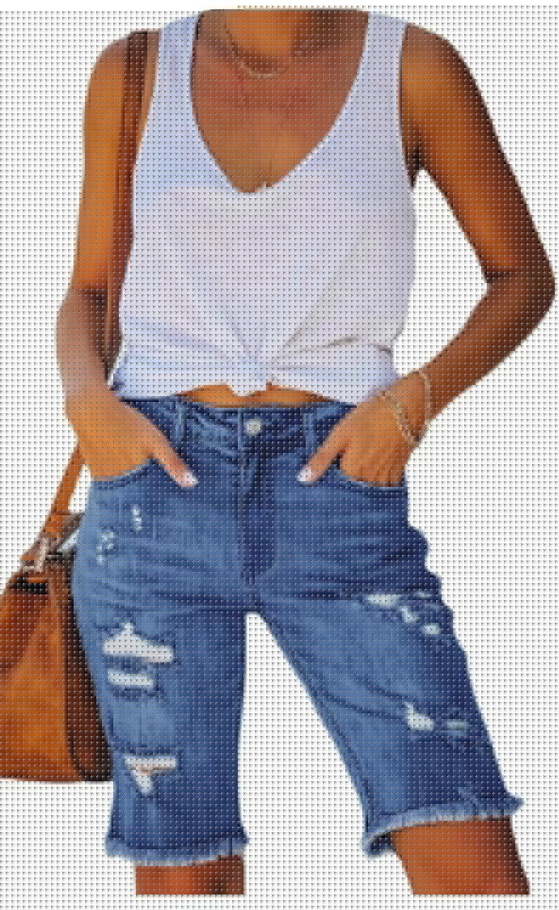 Summer Mid-waist Slim-fit Cropped Pants Ripped Tassel Jeans For Women