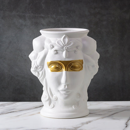 Human Face, Head Shape, Ceramic Vase, Handicraft Ornaments