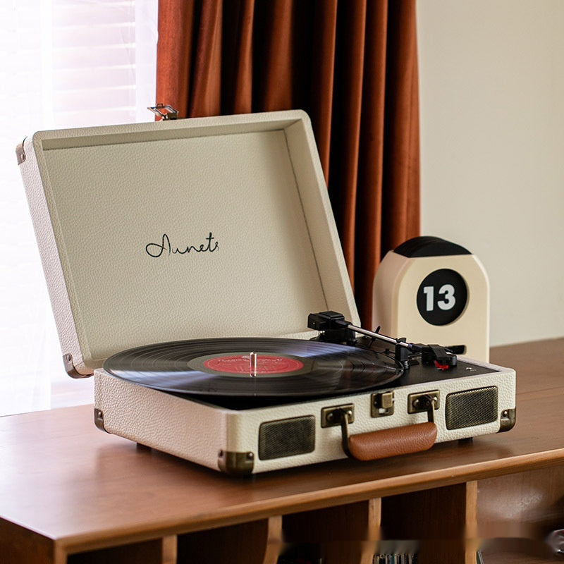 Gramophone Record Retro Phonograph Bluetooth Audio Portable Suitcase Leather Case