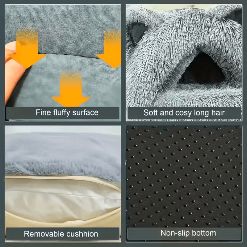 Cueva para gatos de forro polar cálido para invierno, a prueba de viento, confort térmico de 360° para gatos y perros pequeños