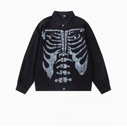 Vintage Skeletal White Long-sleeved Apparel