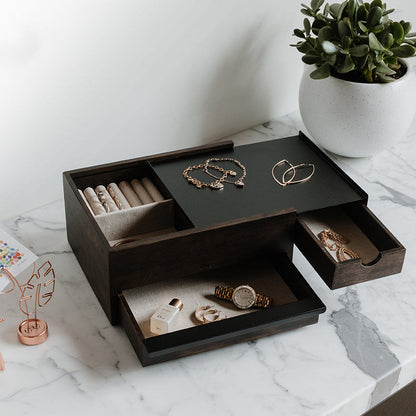 Jewelry Wooden Storage Box Simple Drawer Type Earrings