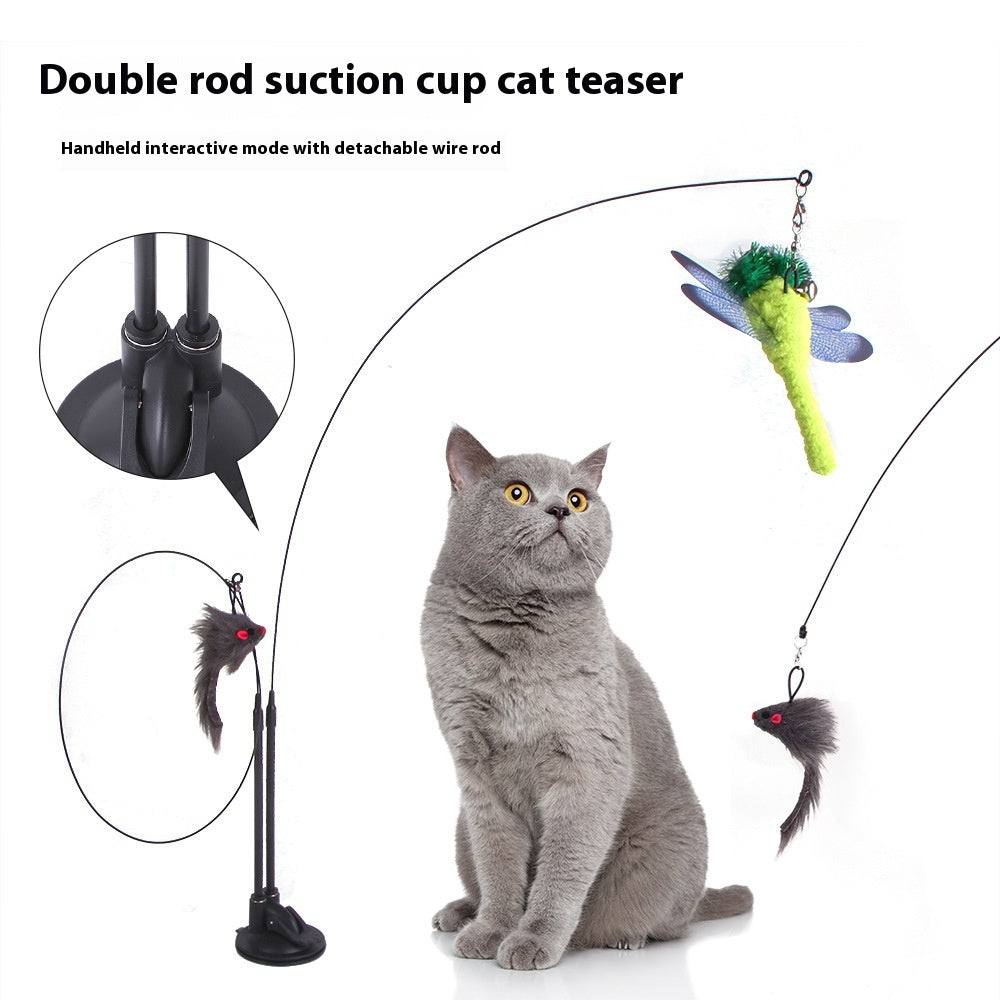 Juguete Cat Sucker Teaser – Juguete interactivo para gatos con ventosa para juego activo y estimulación mental