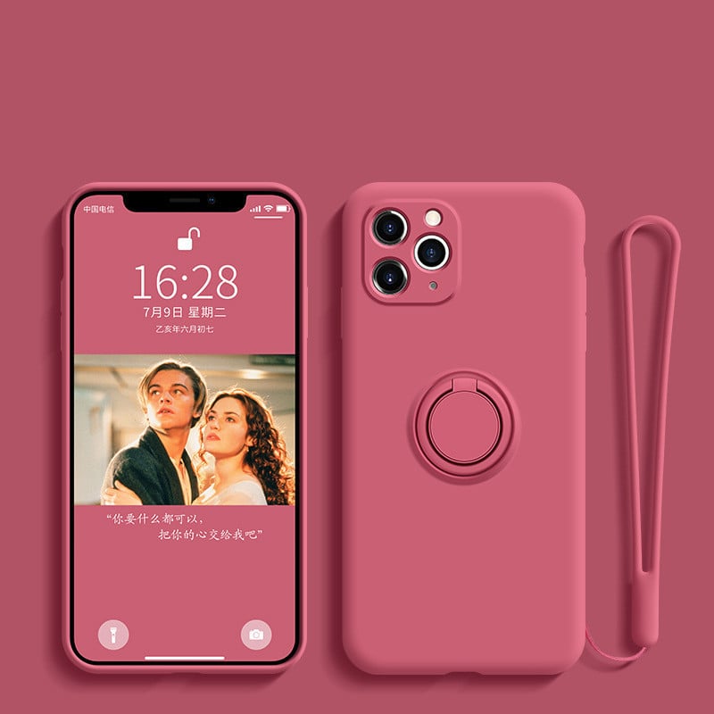 Liquid Silicone Phone Case with Ring Holder – Shockproof, Grip-Friendly & Compatible Design