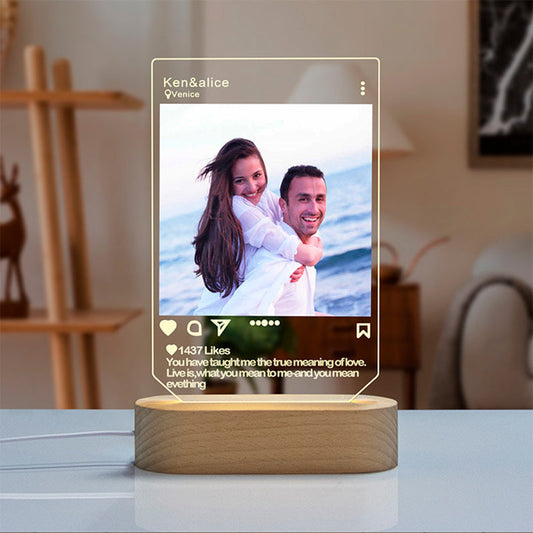 Regalo de San Valentín Lámpara 3D Personalizada con Foto y Texto Estilo Instagram Lámpara Led 3D
