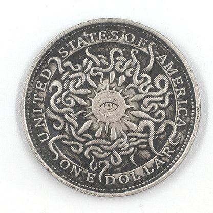 Deep Relief American Insect Skull Silver Dollar