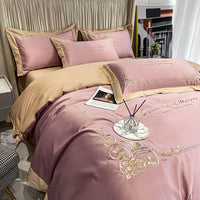 Juego de ropa de cama de cuatro piezas de algodón puro y seda lavada bordada