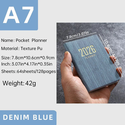 A7 2026 English Planner Book – Mini Pocket Weekly Calendar