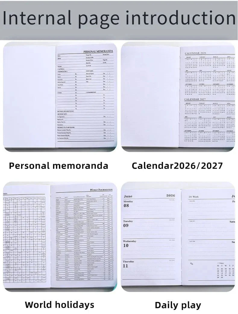A7 2026 English Planner Book – Mini Pocket Weekly Calendar