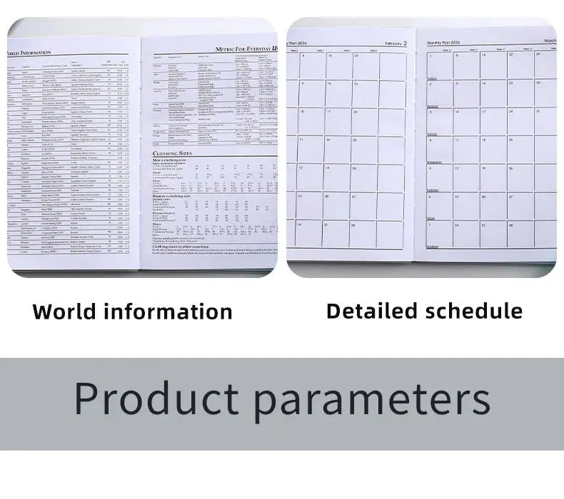 A7 2026 English Planner Book – Mini Pocket Weekly Calendar
