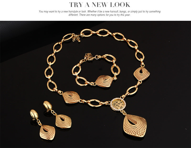 Alloy Necklace, Earrings, Bracelets, Rings, Jewelry Set