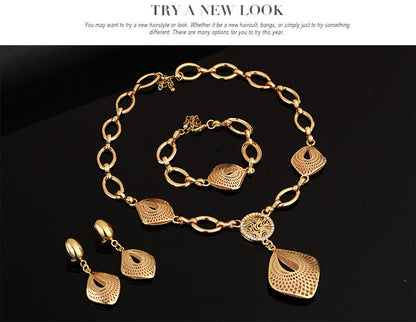 Alloy Necklace, Earrings, Bracelets, Rings, Jewelry Set