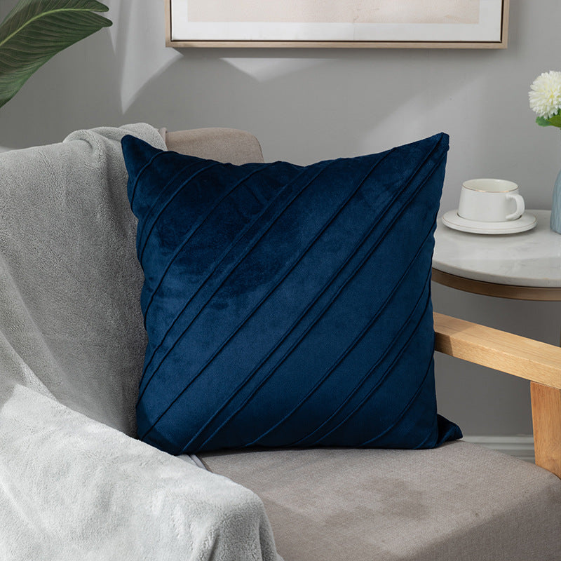 Taie d'oreiller en velours de couleur unie à carreaux, pour canapé, chevet, coussin en peluche courte