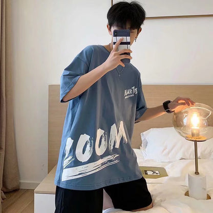 Men’s Letter Print Loose T-Shirt – Polyester | S–5XL