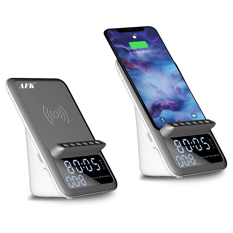 Réveil avec haut-parleur Bluetooth et support de téléphone pour chargeur sans fil
