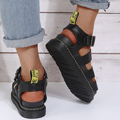Buckle Sandals Flat Platformthick Shoes