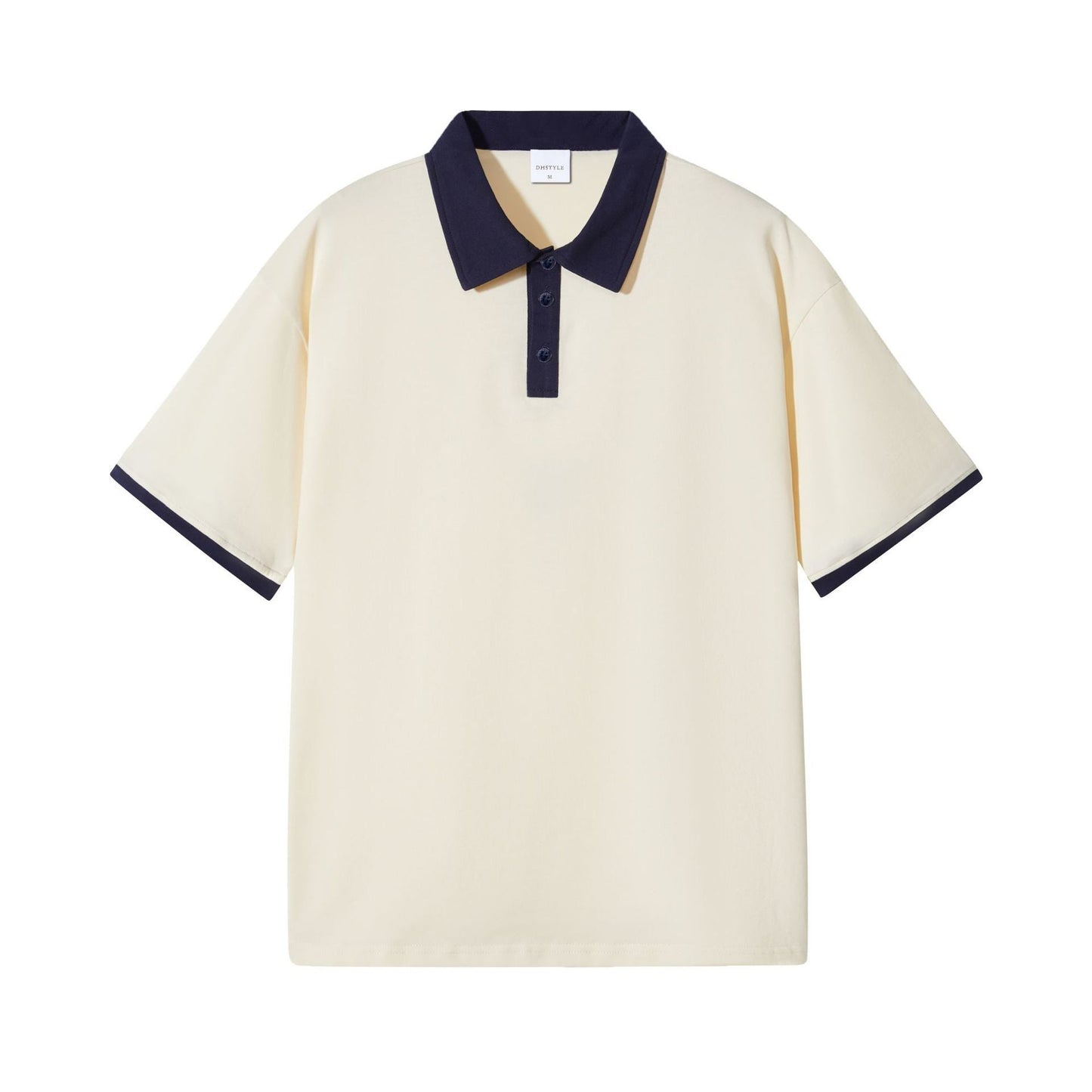 Japanese Fashion Brand Casual Contrast Color Lapel Short Sleeve