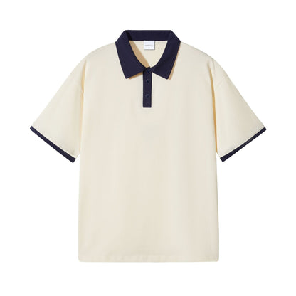 Japanese Fashion Brand Casual Contrast Color Lapel Short Sleeve