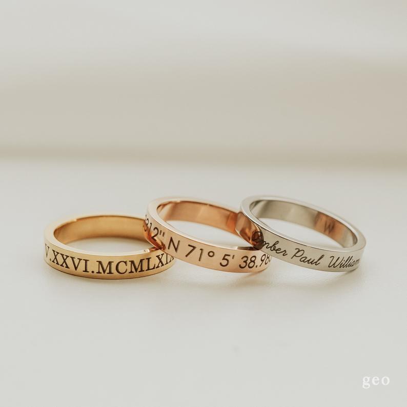 Anillo liso personalizado de plata de ley 925 para hombre
