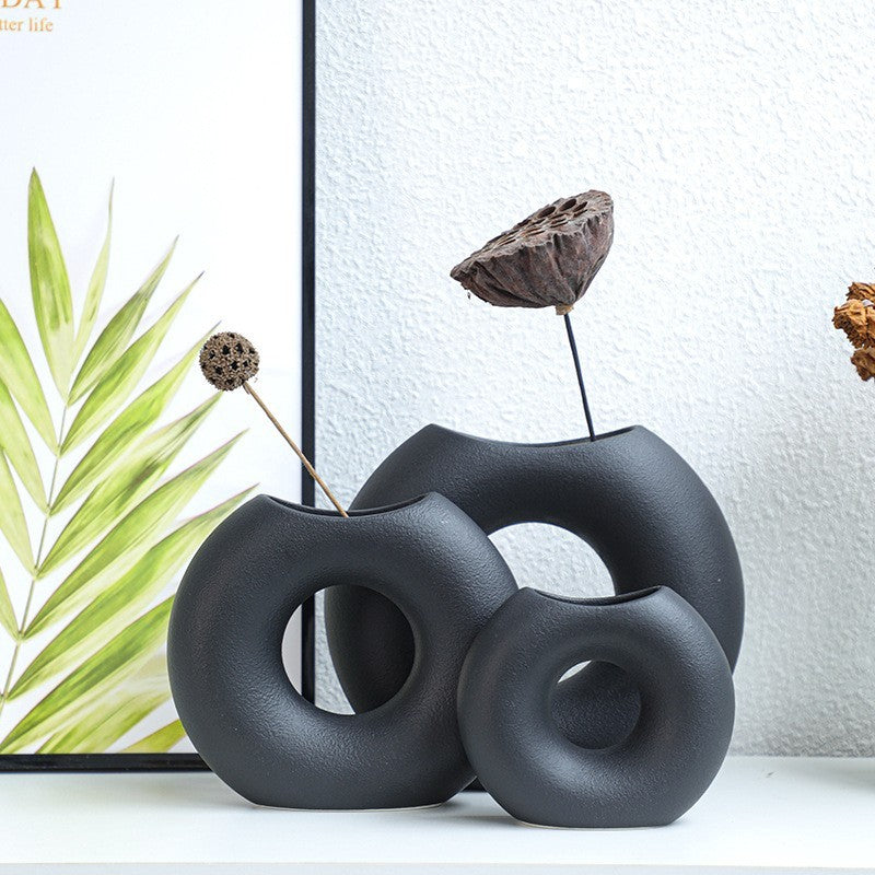 Vase en céramique style nordique, forme demi-cercle, créatif