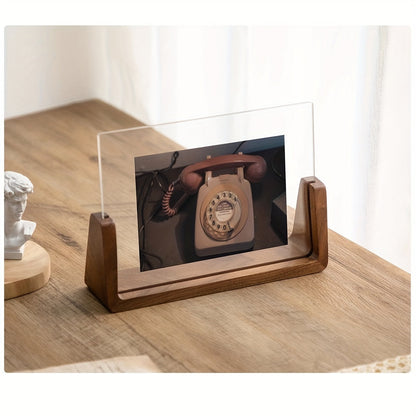 6 Inch Acrylic Photo Frame U Shaped Wood Desktop Picture Frame