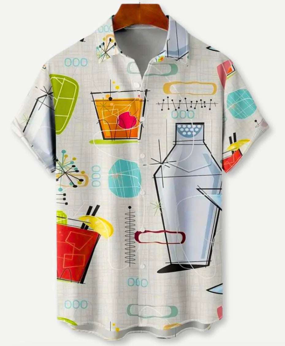 Hawaiian Printing Lapel Short Sleeve Shirt
