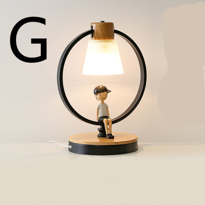 Lampe de chevet en bois massif pour chambre à coucher