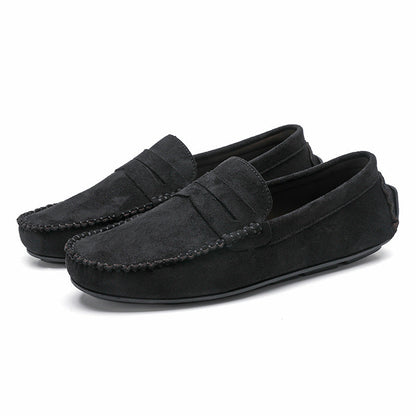 Hand-stitched Men's Beanie Shoes Velvet Leather Handmade
