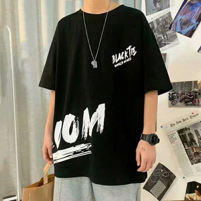 Men’s Letter Print Loose T-Shirt – Polyester | S–5XL
