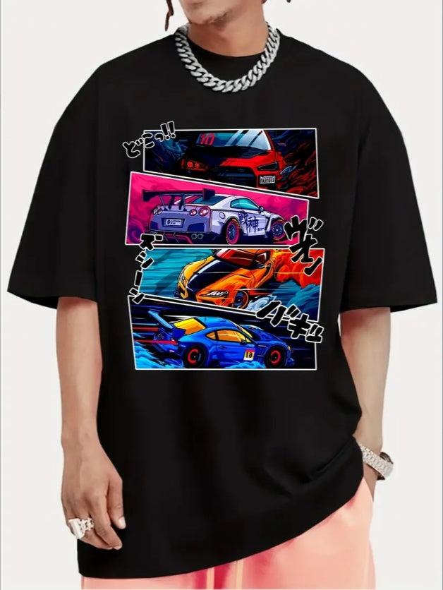 Men Street Style T-shirt, Short-sleeved T-shirt, Summer Outdoor Sports Print T-shirt