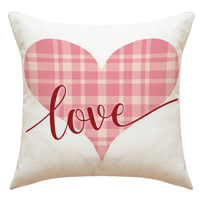 Love Heart Pillow Cover Valentine's Day Letter Printing Throw Pillowcase