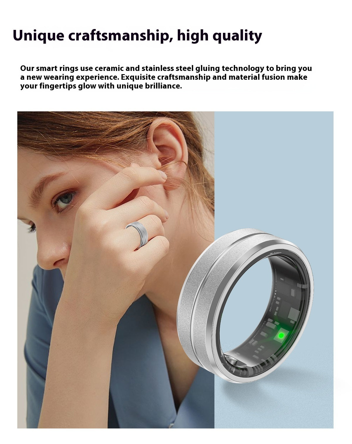 Bague connectée 2024 pour hommes et femmes, surveillance de la fréquence cardiaque et de l'oxygène sanguin, modes multisports, étanche IP68, pour Android et iOS