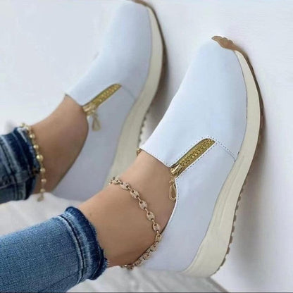 Women Flats Zip Shoes