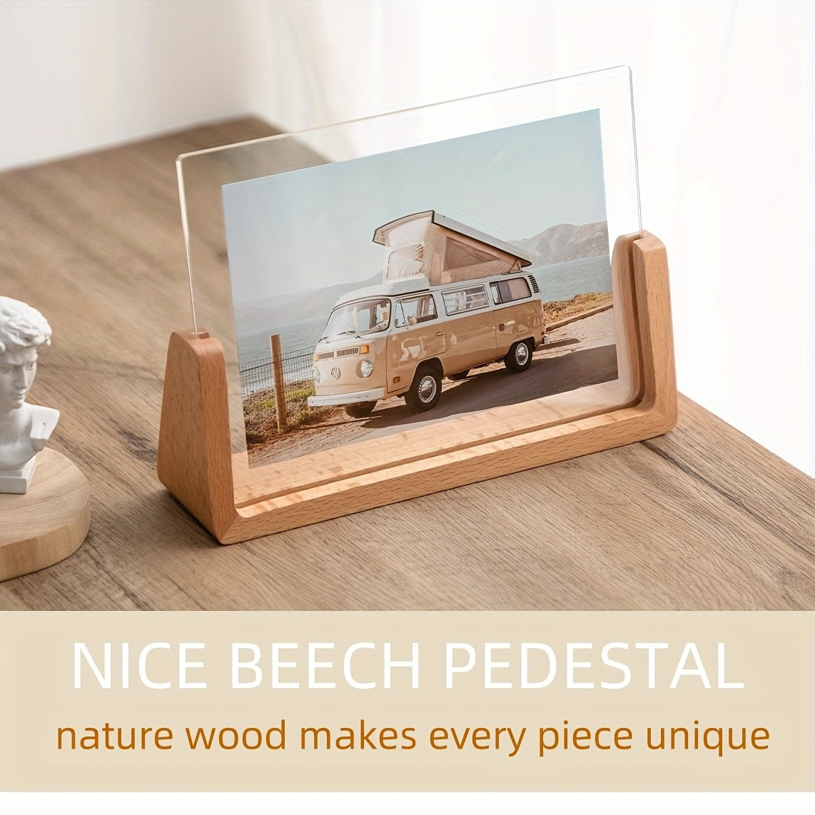 6 Inch Acrylic Photo Frame U Shaped Wood Desktop Picture Frame